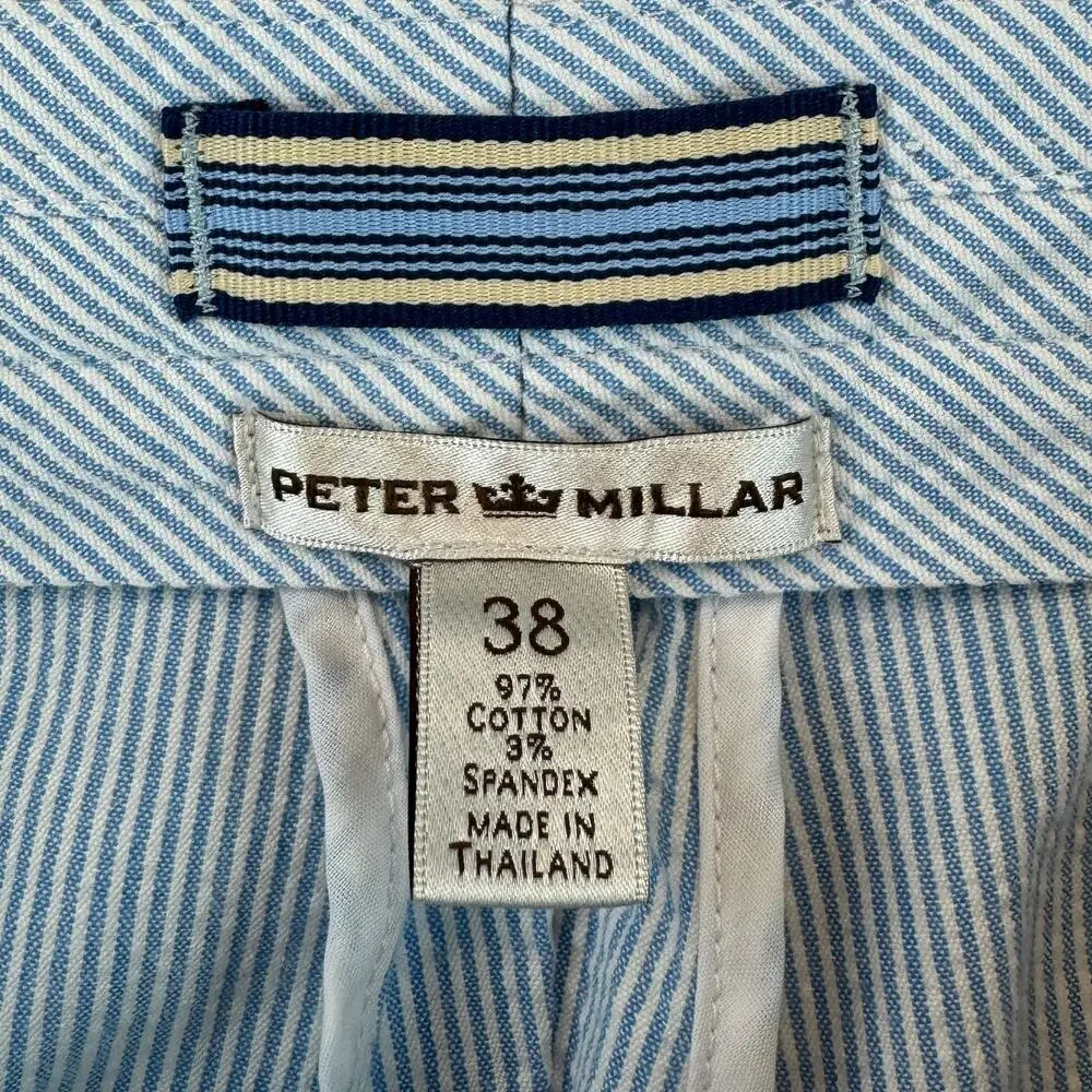 Peter Millar Blue Seersucker Lightweight Flat Front Chino 9